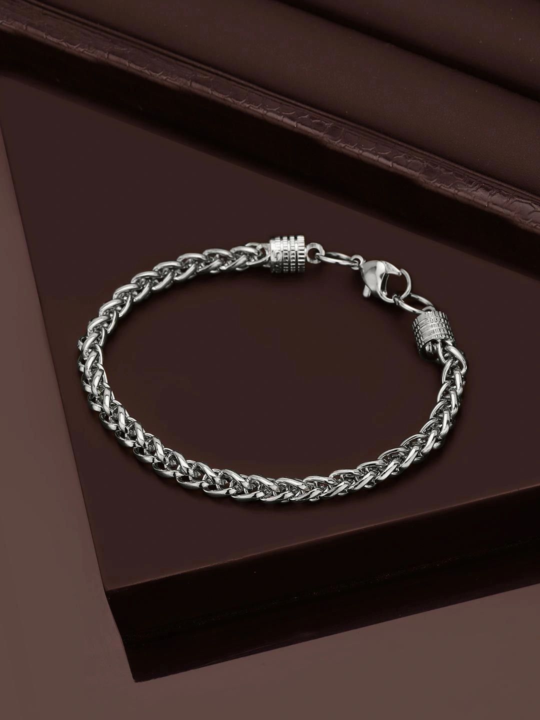 Carlton London Men Silver-Plated Link Bracelet-picture-18
