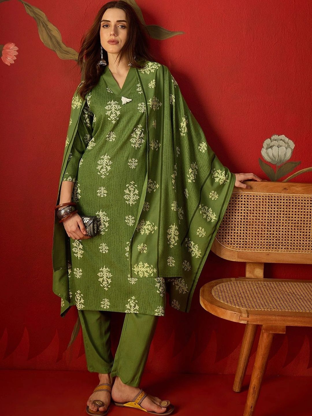 SZN Women Ethnic Motifs Printed Regular Kurta with Trousers & With Dupatta-picture-48