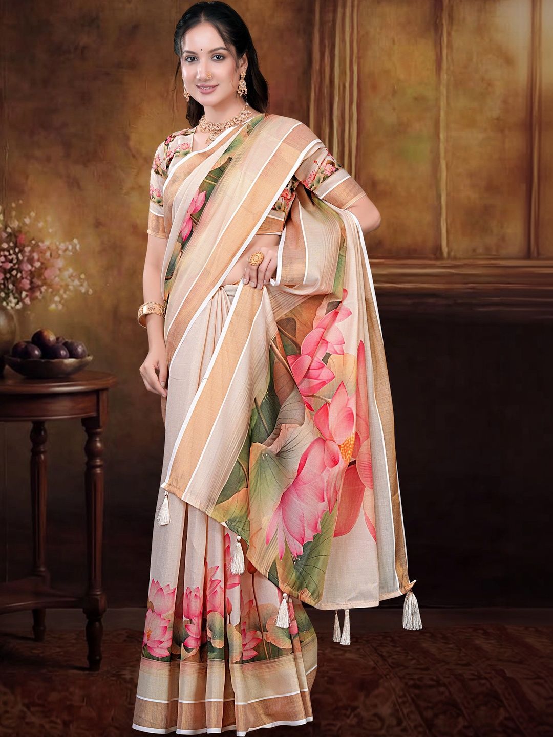 Vedresa Floral Silk Cotton Kasavu Saree-picture-48