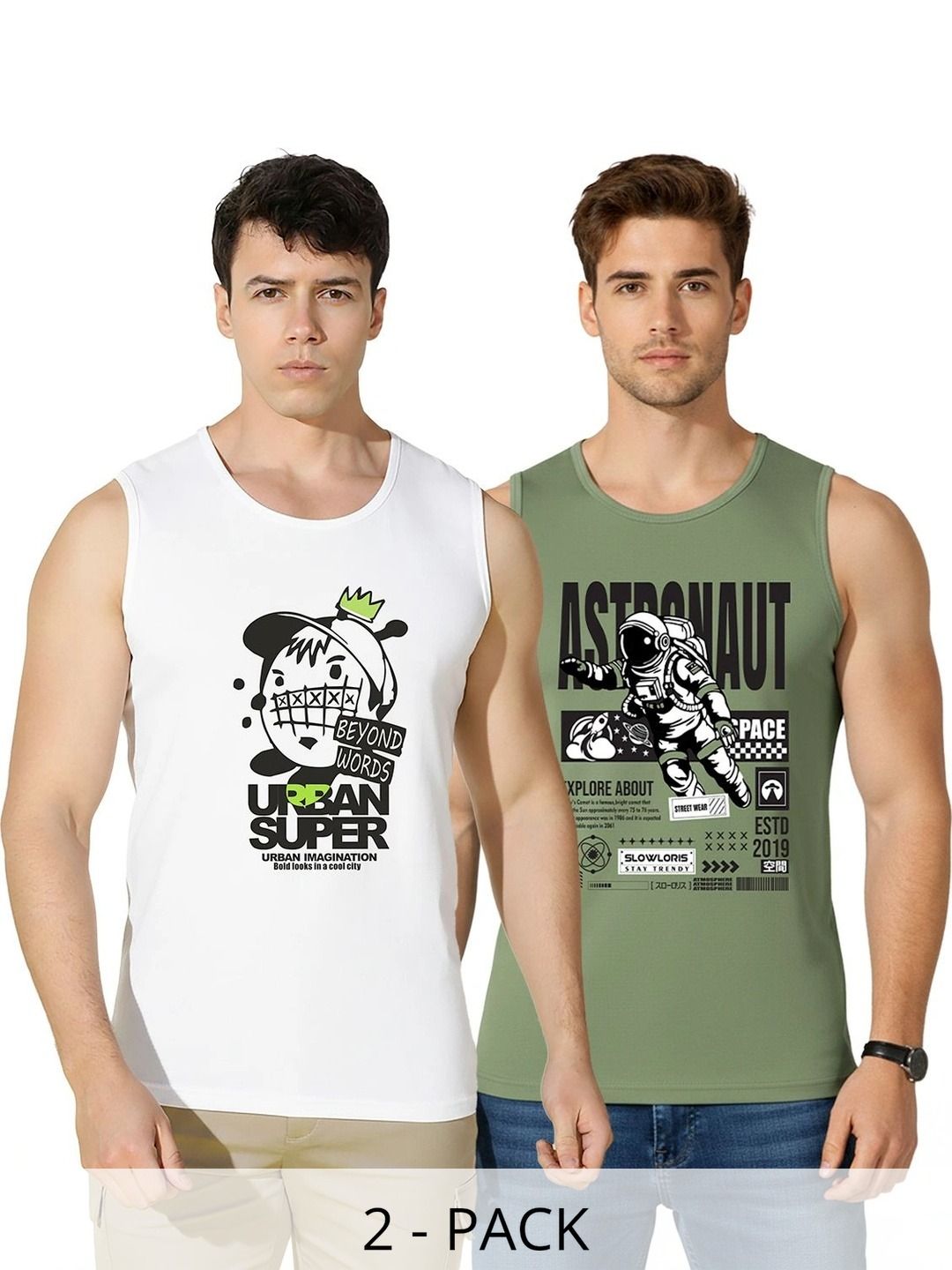 TEEFOX Pack of 2 Printed Cotton Gym Vest-image-37