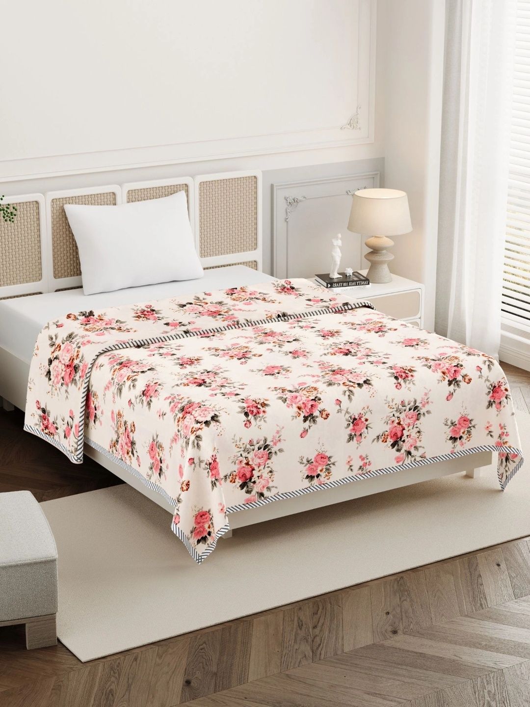Homeful Style Pink Floral AC Room 120 GSM Dohar-picture-43
