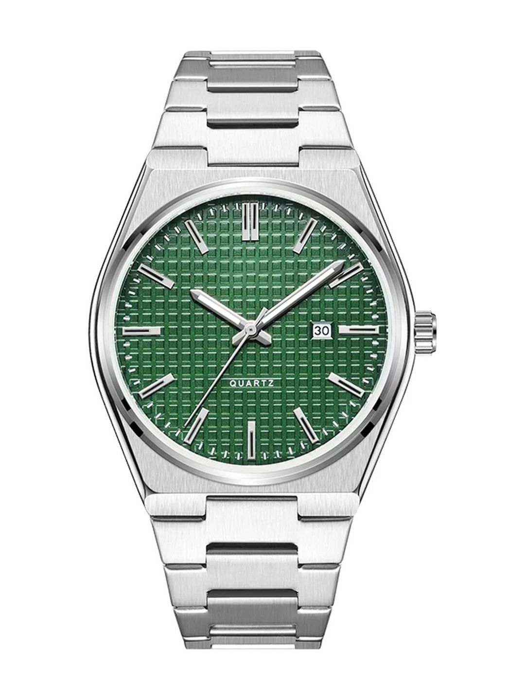 TREX Men Brass Dial & Stainless Steel Bracelet Style Straps Analogue Date Aperture Watch DANIAL_GREEN_1-picture-8