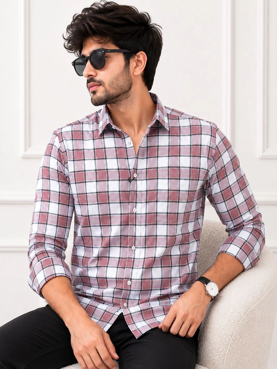 Marc Luarente Men Standard Checked Casual Shirt-picture-13