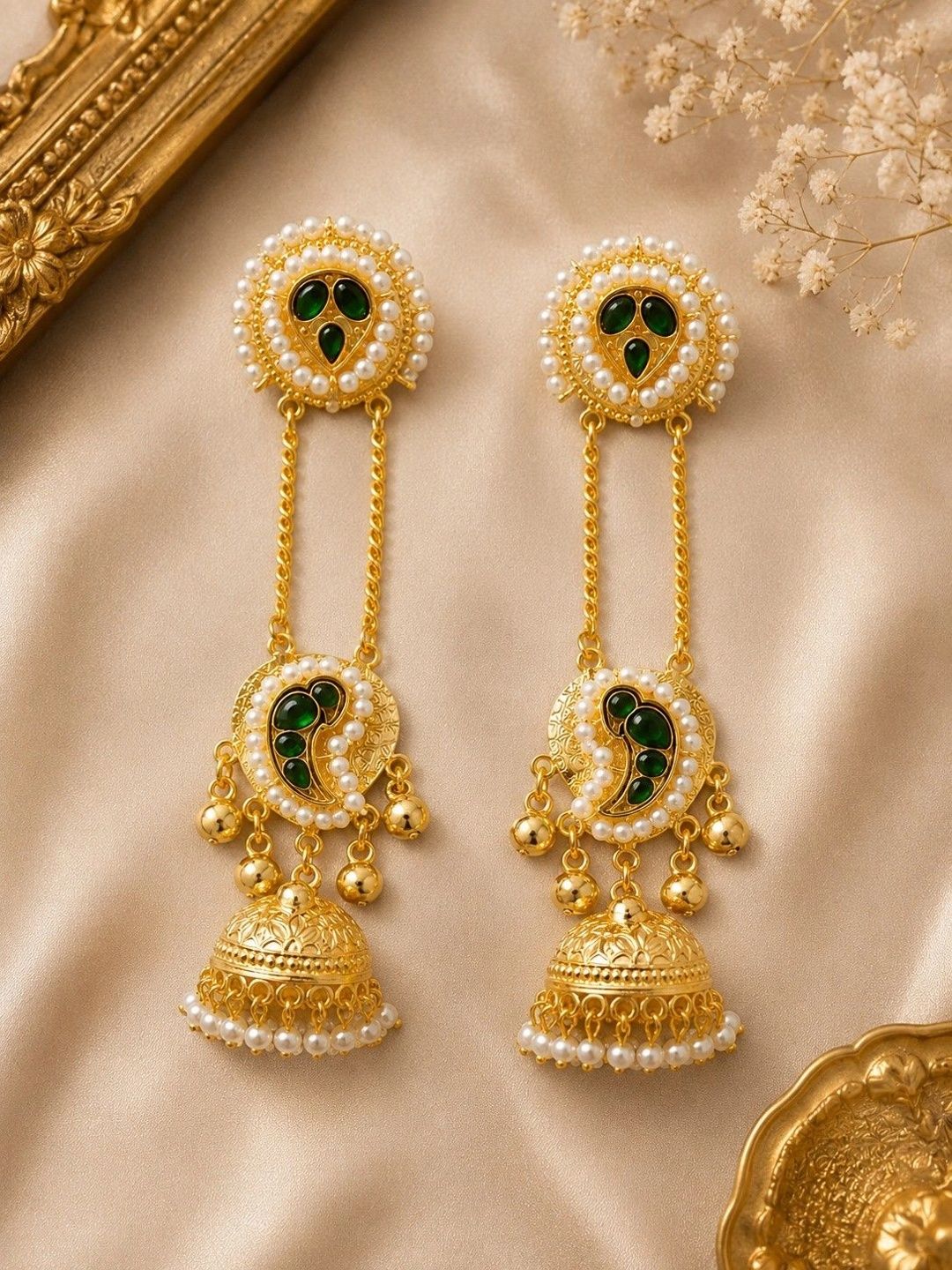GARNISHA Paisley Shaped Jhumkas Earrings-picture-40