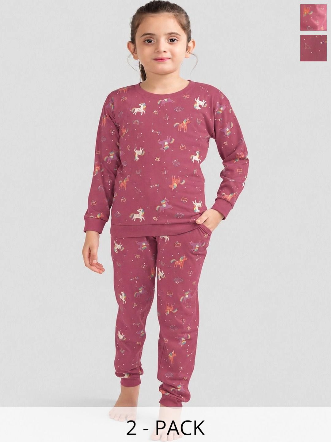 PLUM TREE Girls Printed T-shirt with Pyjamas-picture-3