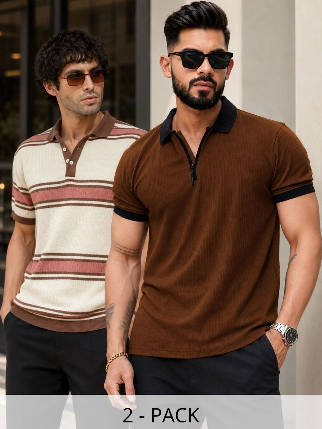 Maniac Men 2 Striped Polo Collar T-shirt-picture-22