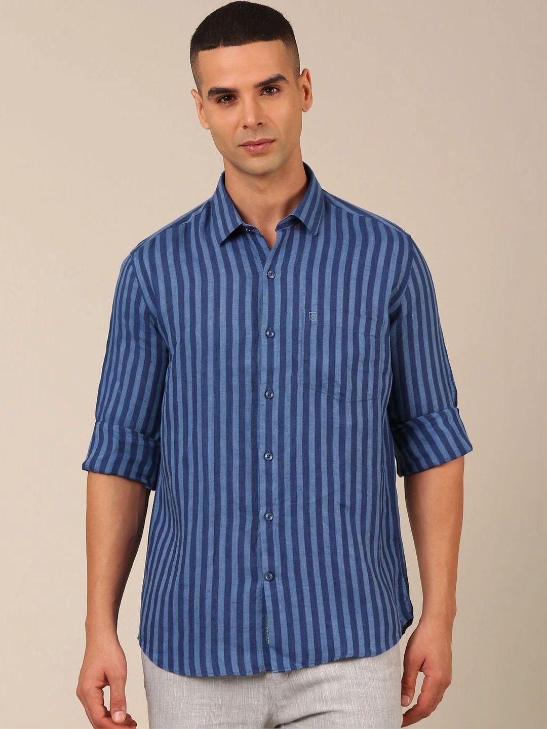 Linen Club Men Contemporary Striped Casual Shirt-picture-15