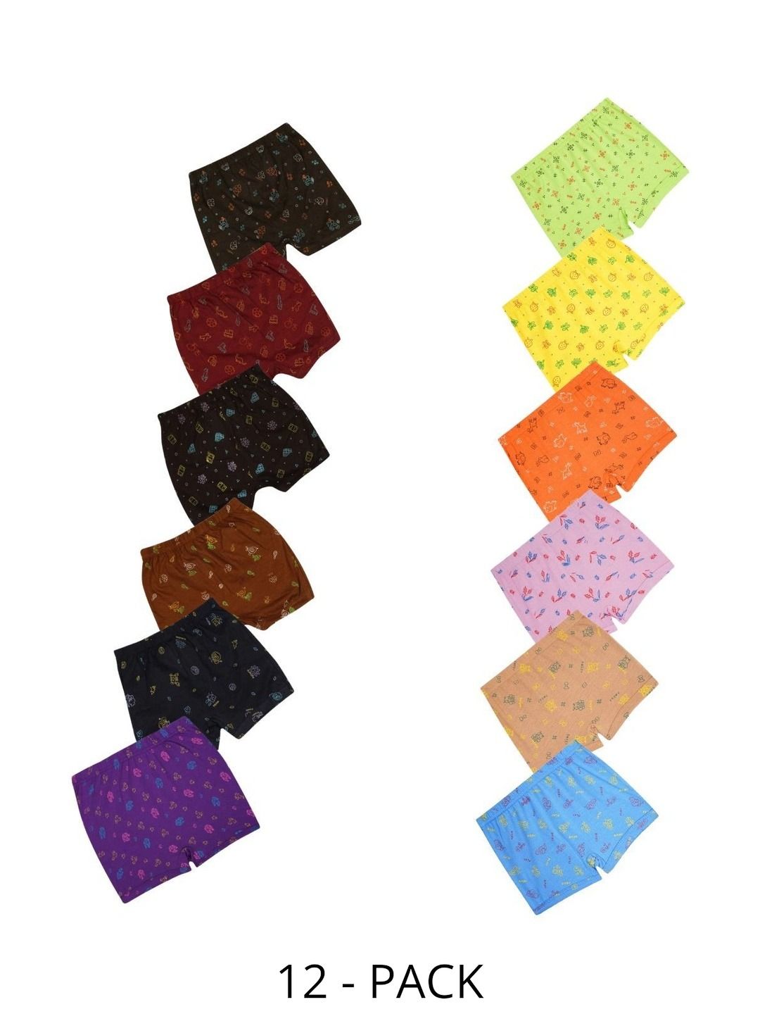 VIRUKSHAM Boys Pack of 12 Printed Assorted Cotton Boy Shorts-picture-48