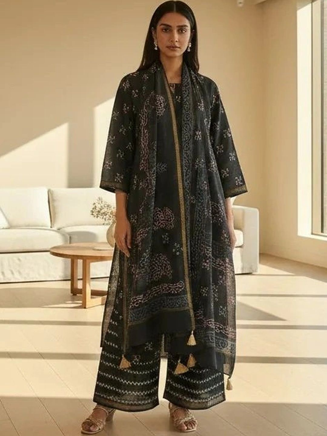 Spun & Woven Women Printed Regular Kurta with Palazzos & With Dupatta-image-36