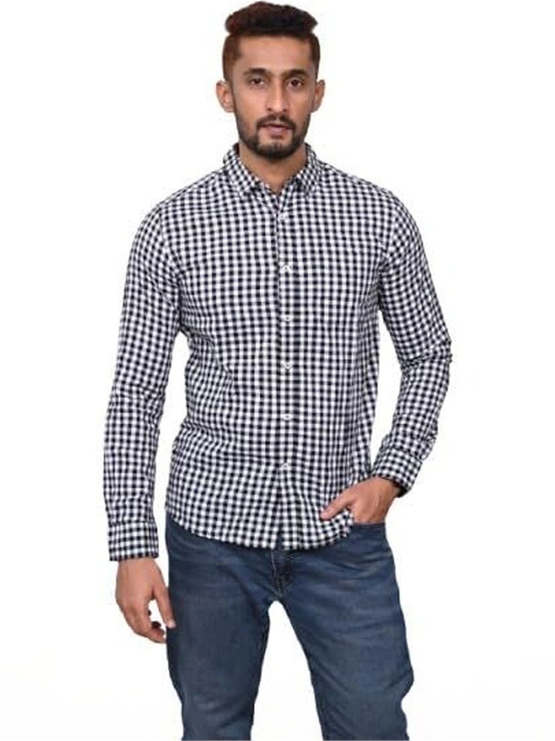 WEARHOUSE Men Classic Gingham Checks Checked Casual Shirt-picture-15