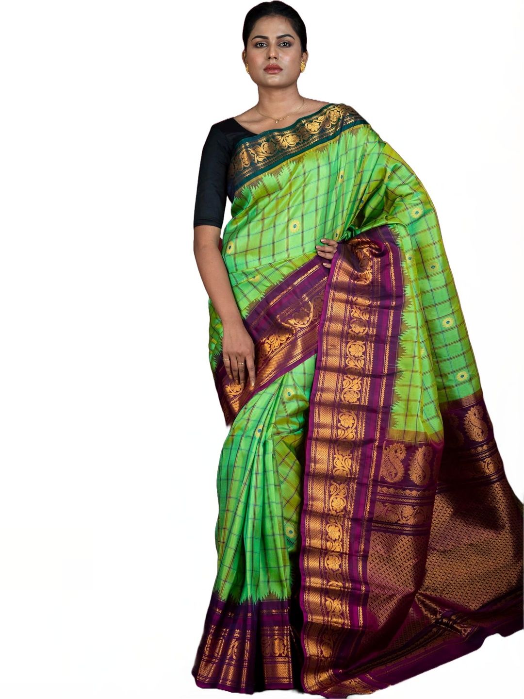 BENGAL LOOMS INDIA Zari Pure Silk Saree-picture-17