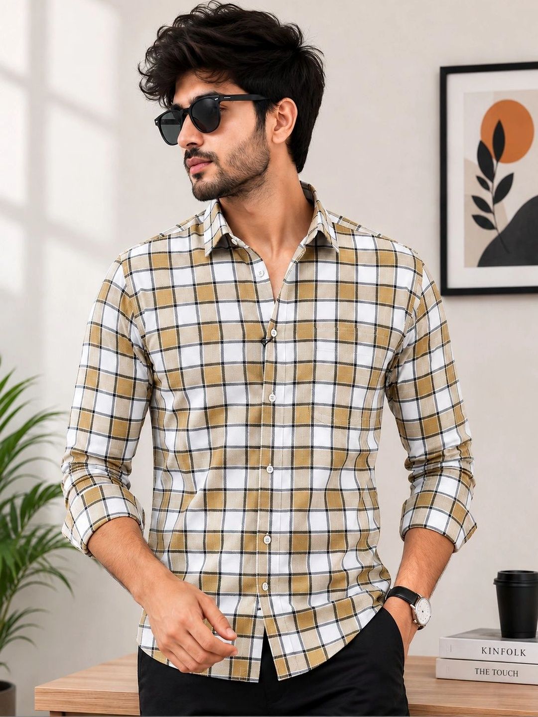 Marc Luarente Men Standard Checked Casual Shirt-picture-1