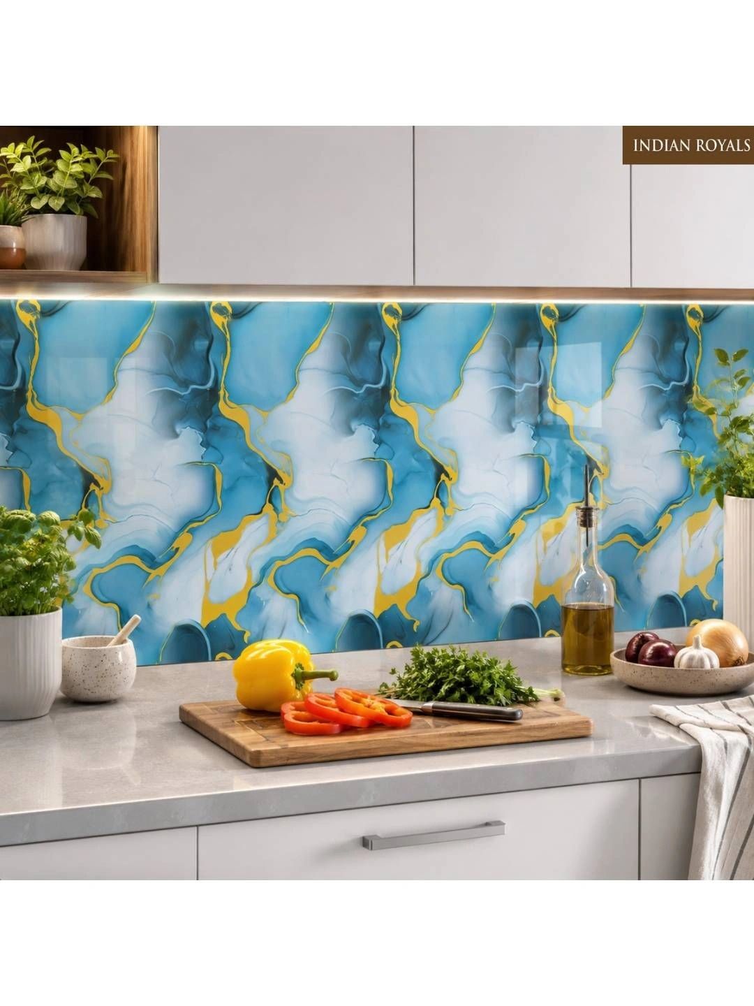 INDIAN ROYALS Blue & White Printed Self-Adhesive & Durable Wall Sticker-picture-53