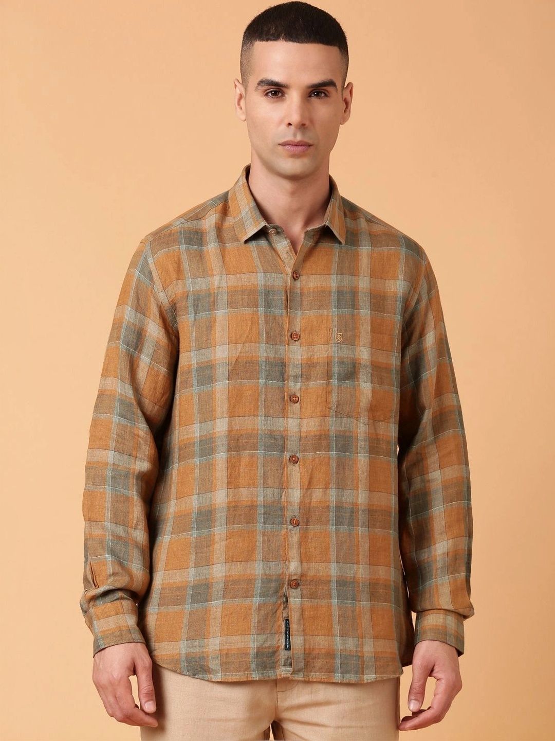 Linen Club Men Contemporary Checked Casual Shirt-picture-52