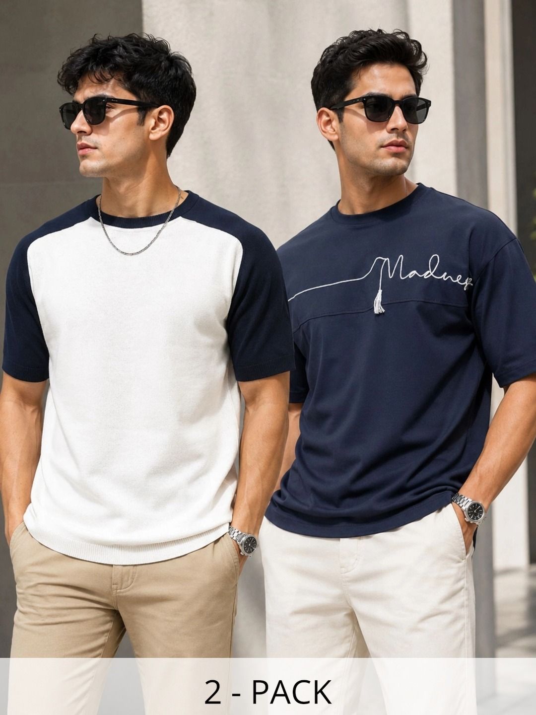 Maniac Men Brand Logo 2 Colourblocked T-shirt-image-45