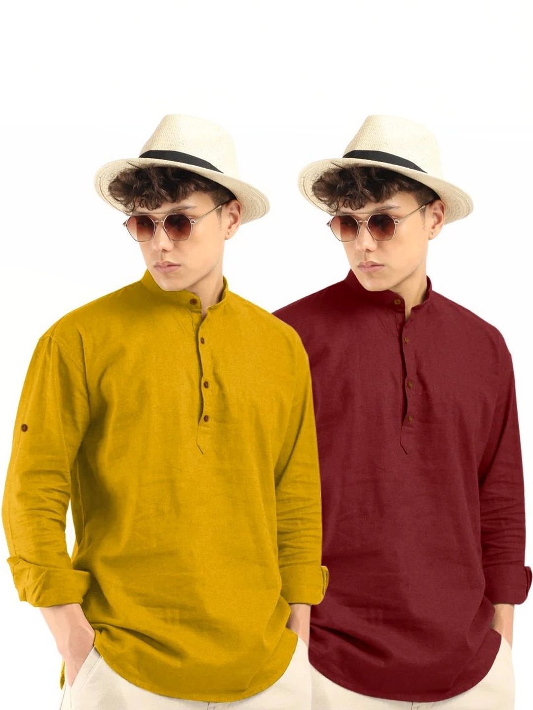 ZBIO Pack of 2 Men Solid Kurta with Front Button-picture-33