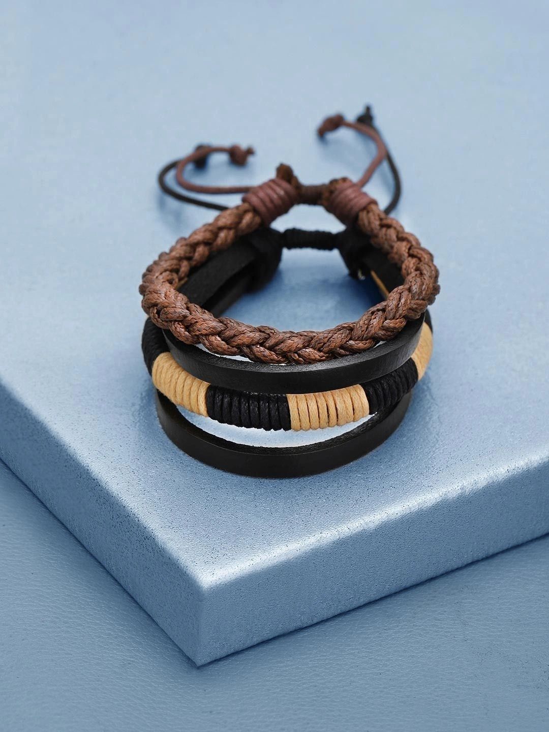 Carlton London Men 2 Handcrafted Wraparound Bracelet-picture-20