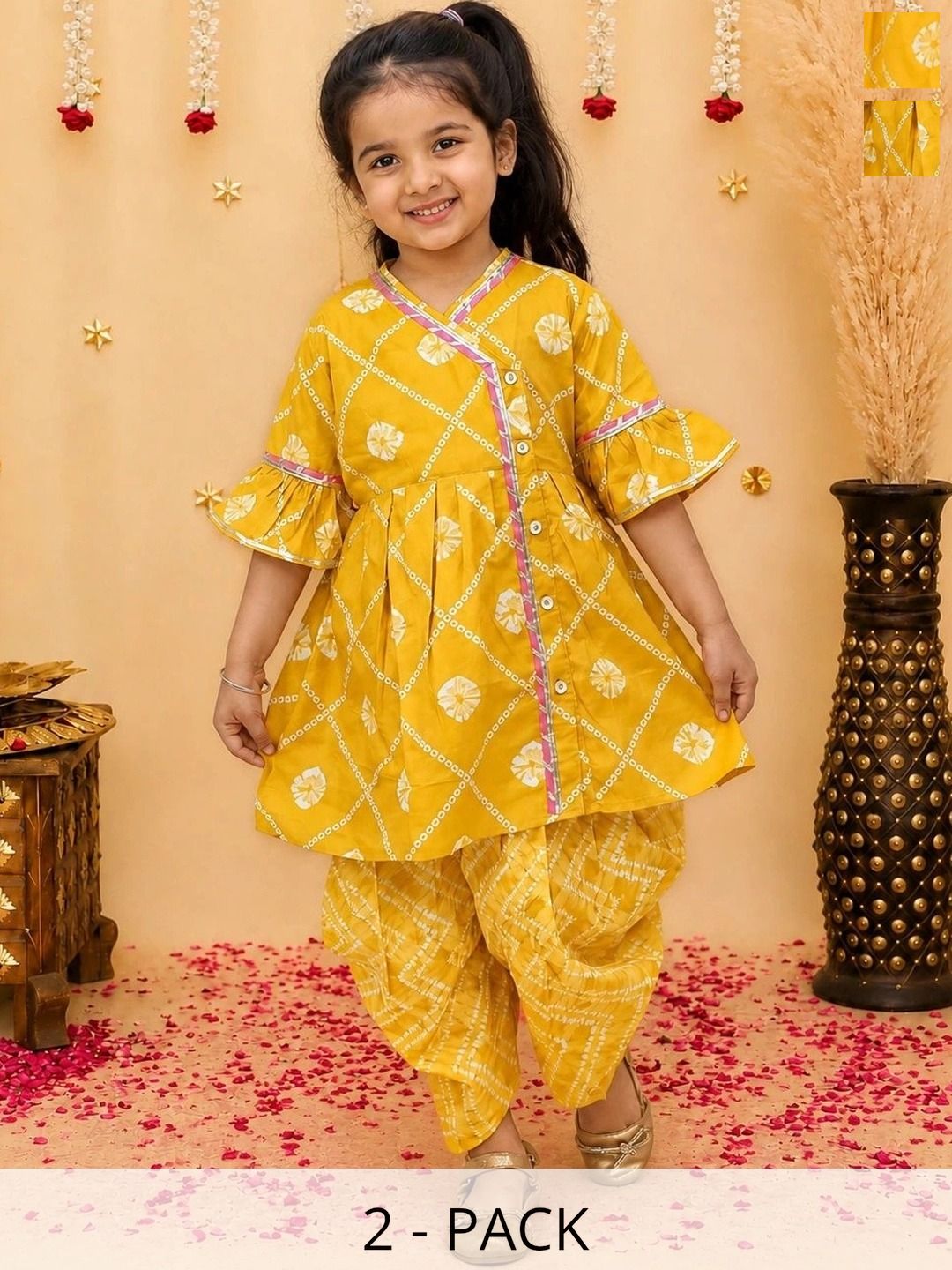 BownBee Girls Printed Dhoti Pants-image-35
