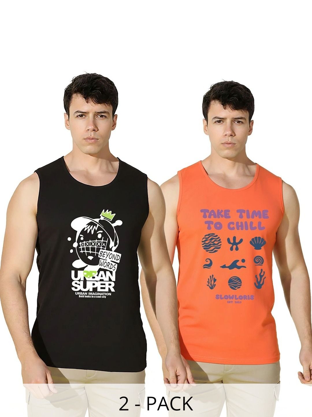 SLOWLORIS Men Pack Of 2 Printed T-shirt-picture-2
