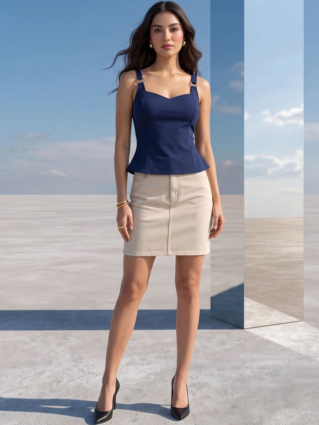 Mamicha Sweetheart Neck Peplum Top-picture-51