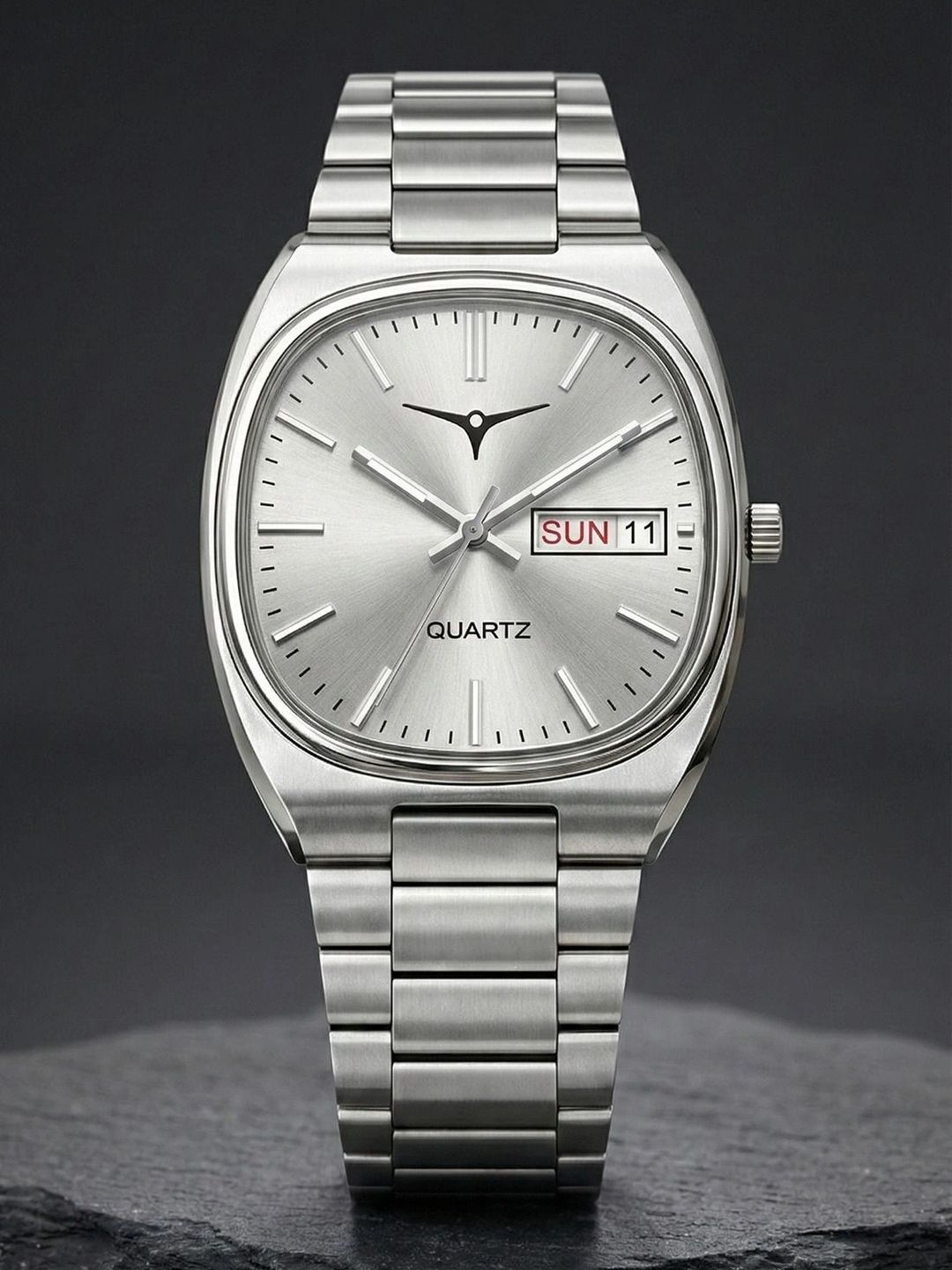 TREX Men Brass Dial & Stainless Steel Bracelet Style Straps Analogue Date Aperture Watch NSM-028-SILVER-1-picture-31