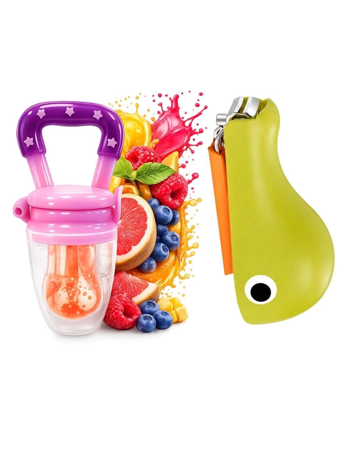 Crescent Set of 2 Baby Fruit Food Feeder Nibbler, Nail Cutter Combo-picture-54