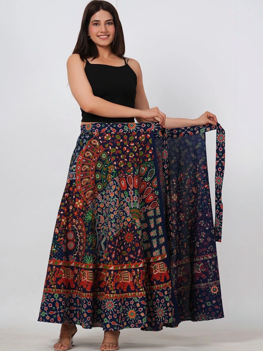 HIMCARE Women Cotton Cambric Floral Maxi Wrap Skirt-picture-42