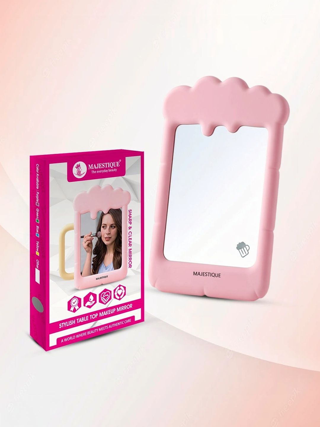 MAJESTIQUE Stylish Table Top Mirror for Makeup with Foldable Stand-picture-14