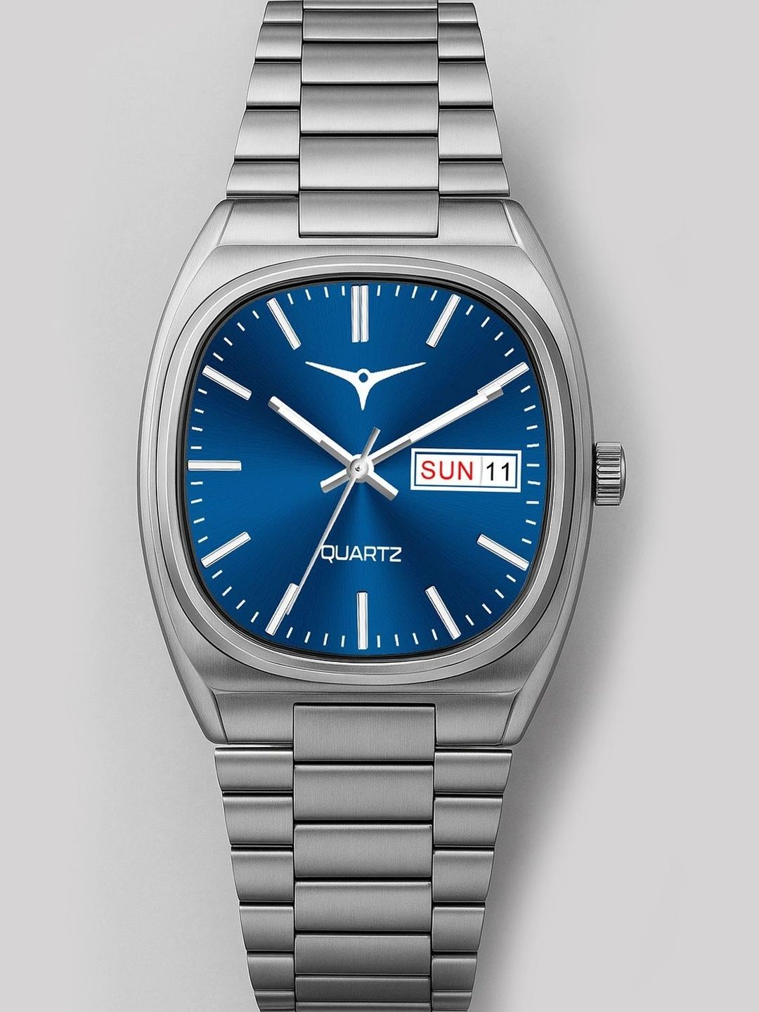 TREX Men Brass Dial & Stainless Steel Bracelet Style Straps Analogue Date Aperture Watch NSM_028_BLUE_TR-picture-0