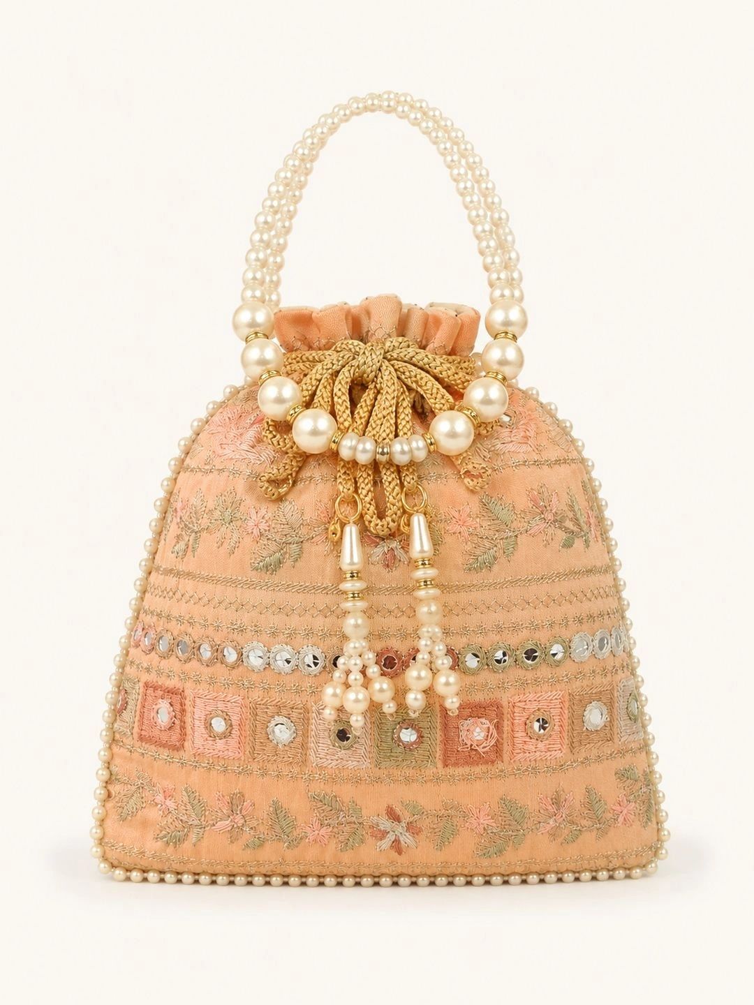 DMS RETAIL Embroidered Embellished Potli Clutch-picture-45