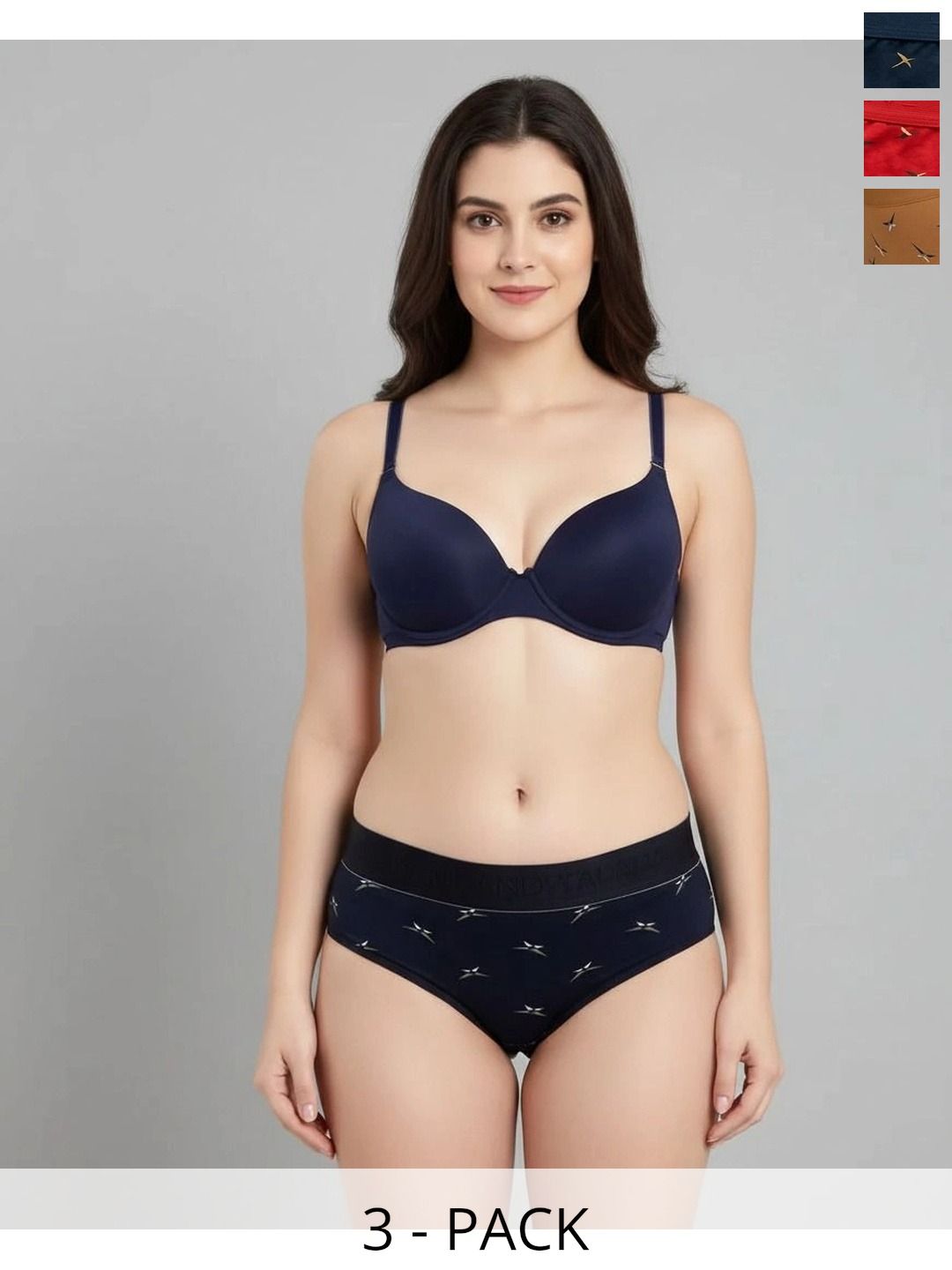 Swenson Women Pack of 3 Printed Seamless Assorted Bikini-picture-38