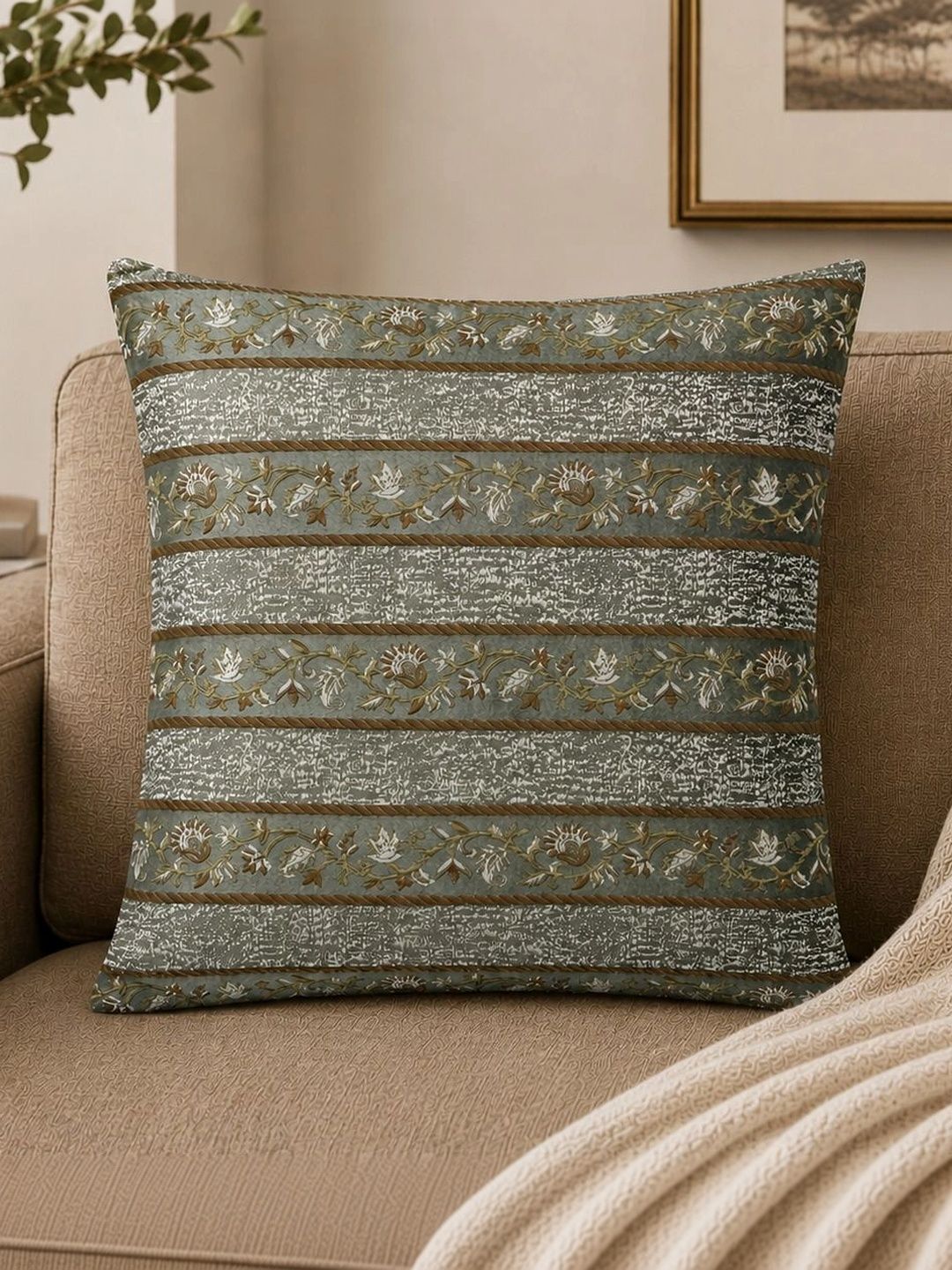 STUDIOHMK Green Set of 5 Floral Square Cushion Covers-picture-39