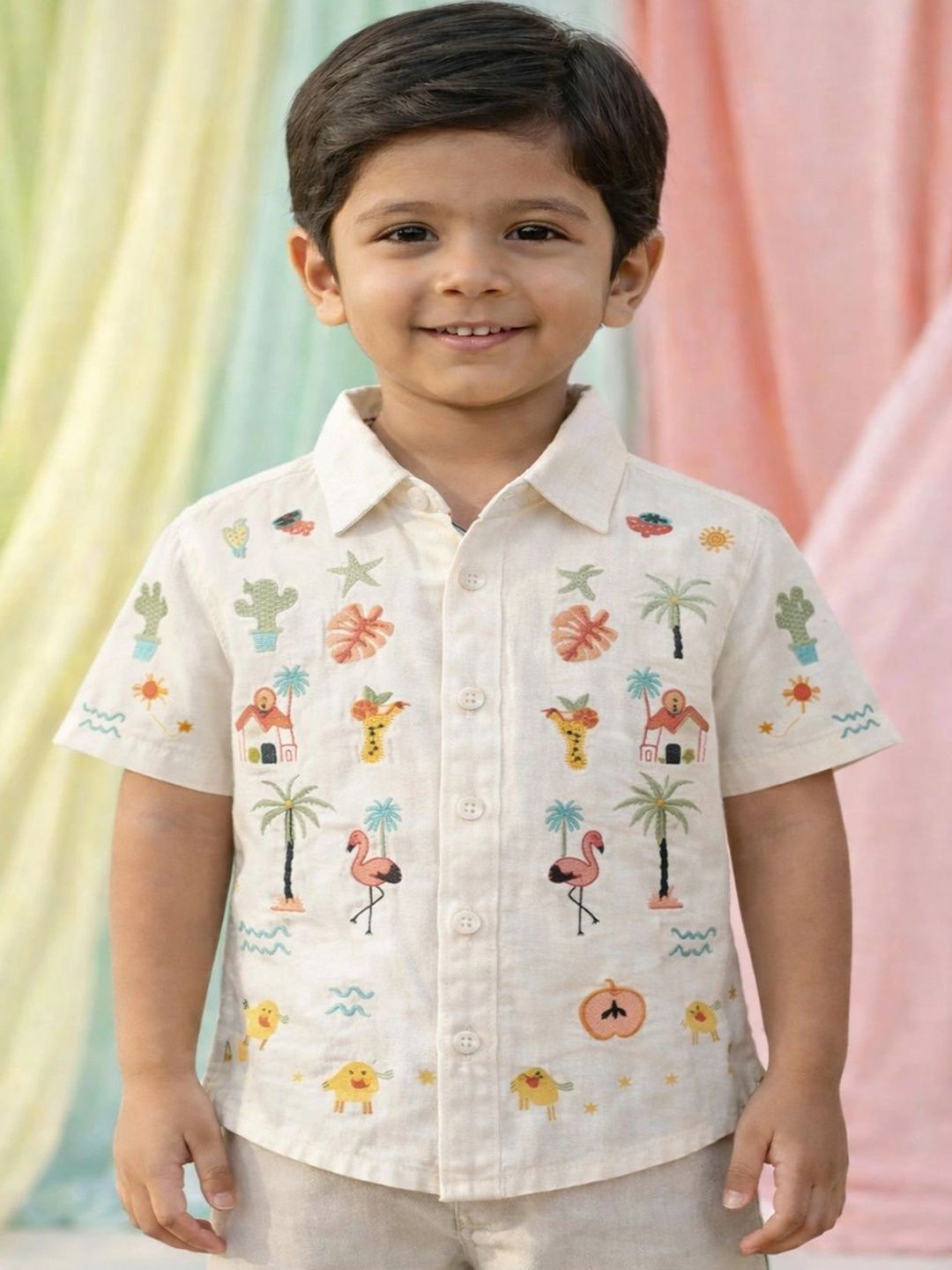 HERE&NOW Unisex Kids Classic Printed Casual Shirt-picture-58