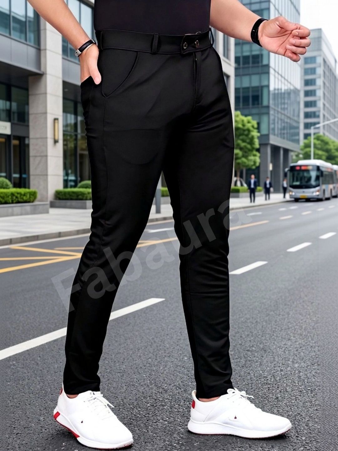 FABAURA Men Slim Fit Easy Wash Trousers-image-23