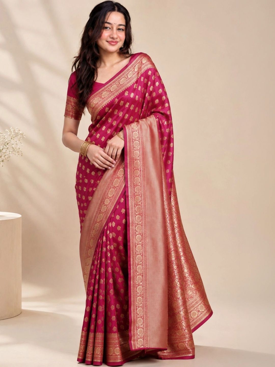 Rujave Woven Design Zari Satin Banarasi Saree-image-2