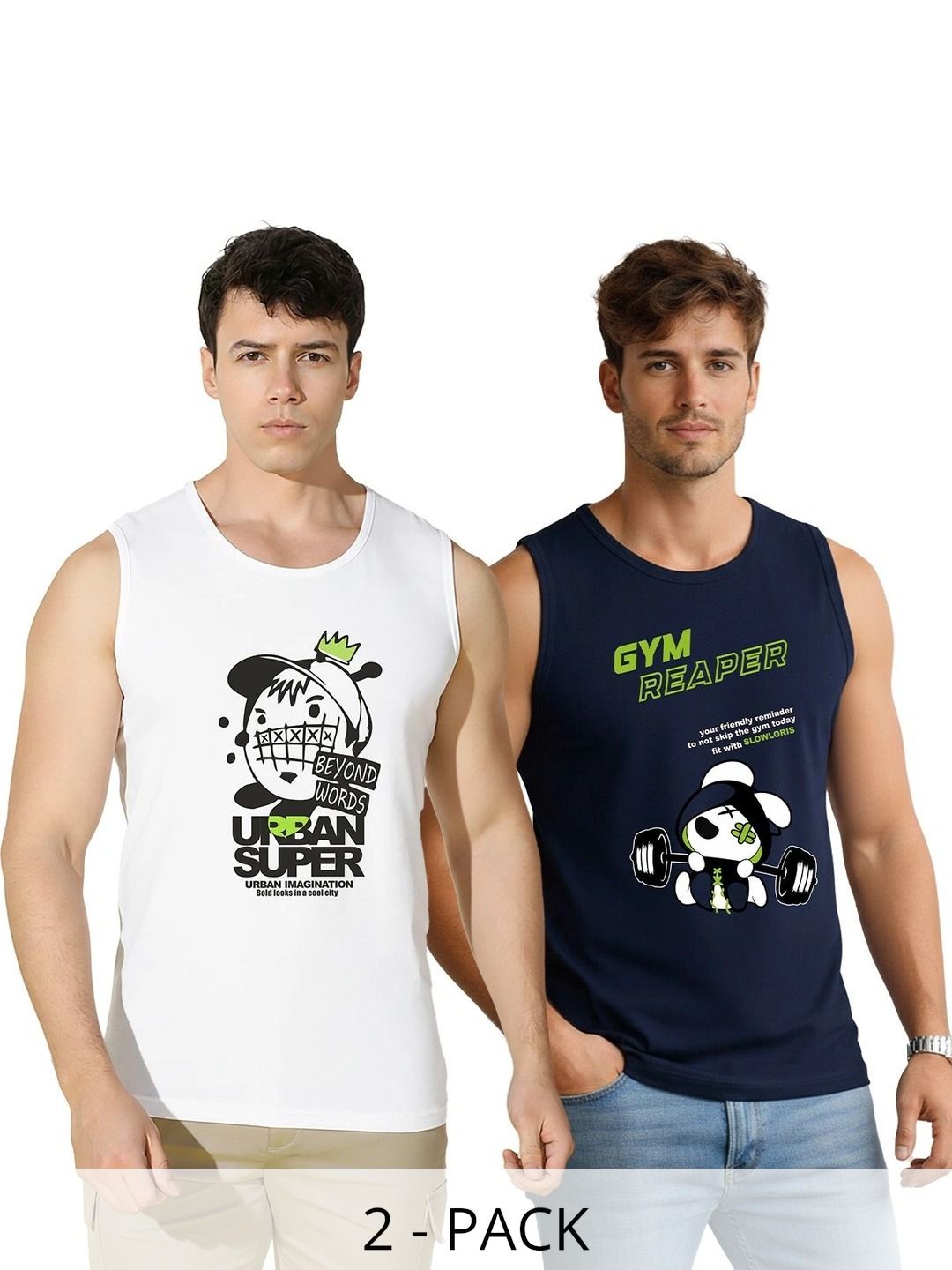 TEEFOX Pack of 2 Printed Cotton Gym Vest-image-38