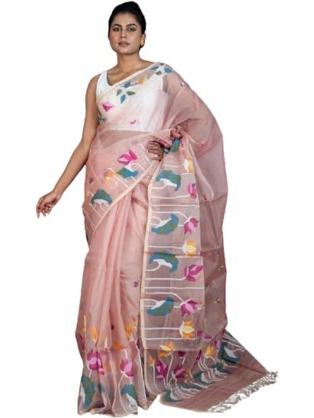BENGAL LOOMS INDIA Floral Pure Silk Saree-picture-27