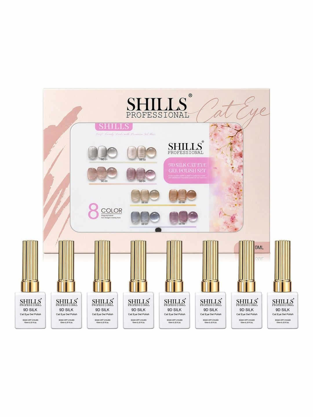 shills professional Set of 8 9D Diamond Cat Eye Gel Polish Set - 10 ml Each-picture-5