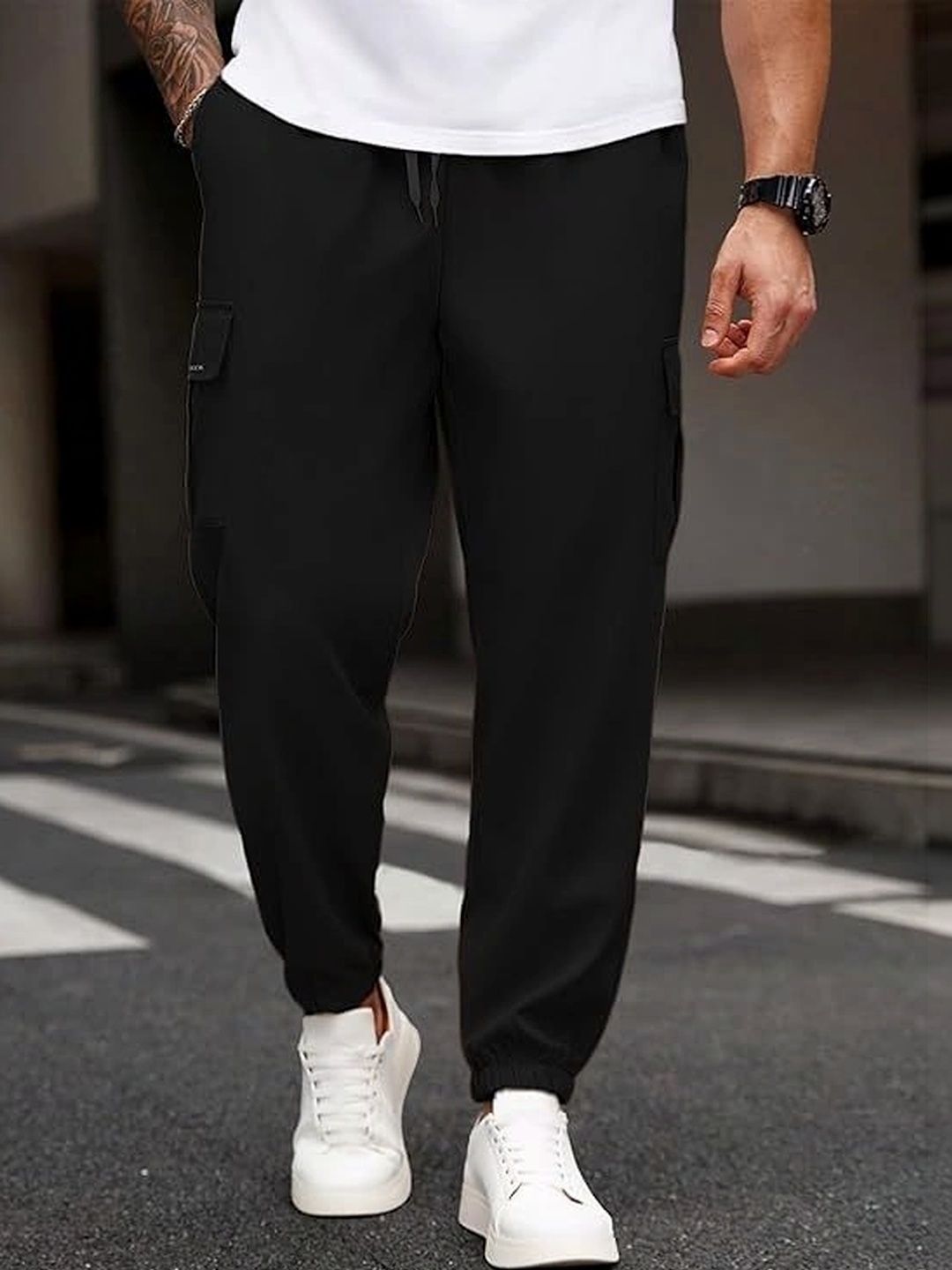 FLYWIND Men Regular Fit Brand Logo Training Joggers-picture-10