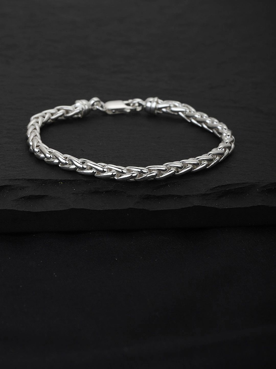 Carlton London Men Brass Silver-Plated Link Bracelet-picture-22