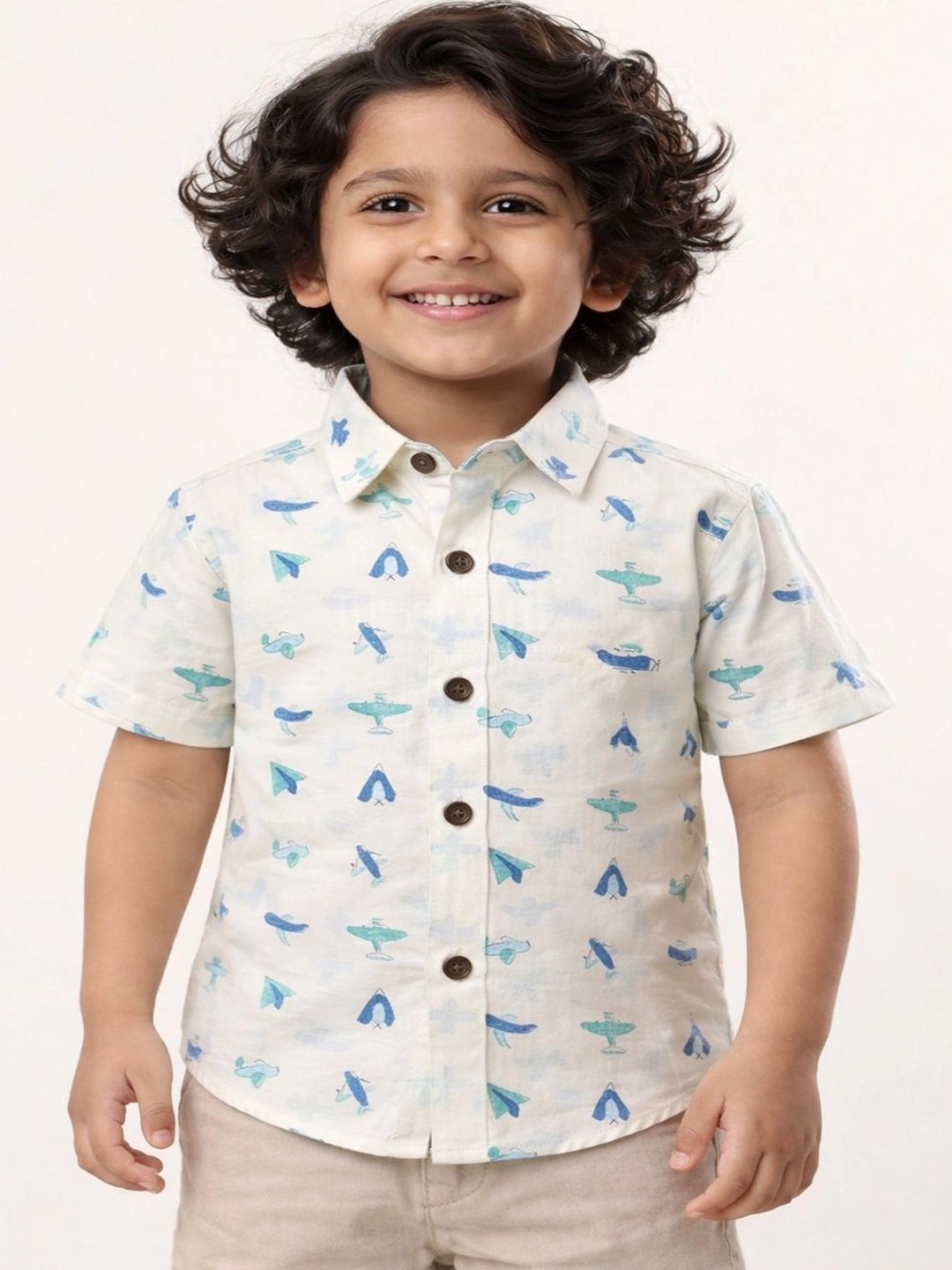 HERE&NOW Unisex Kids Classic Printed Casual Shirt-picture-50