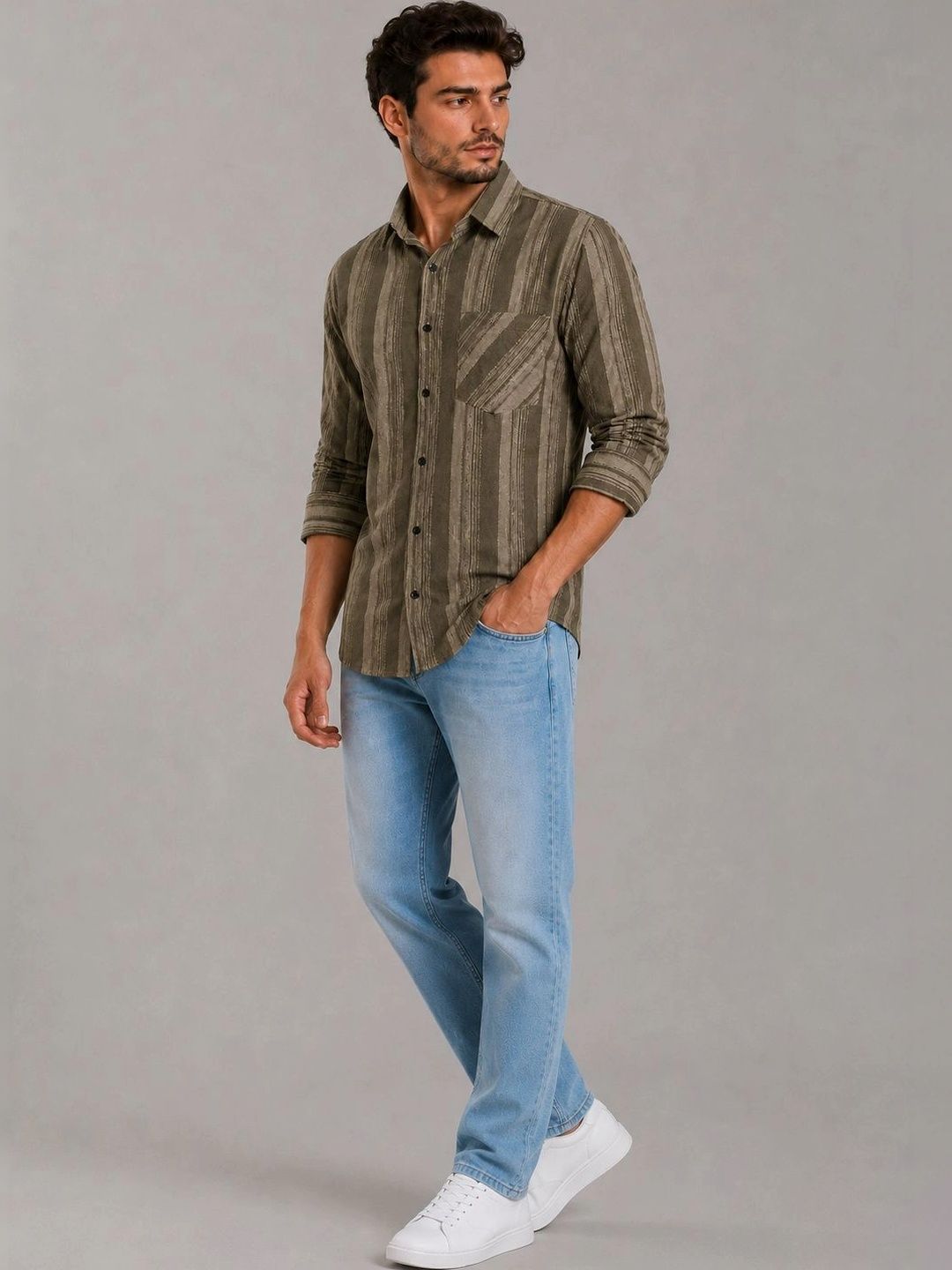 Moda Rapido Men Comfort Striped Casual Shirt-picture-55