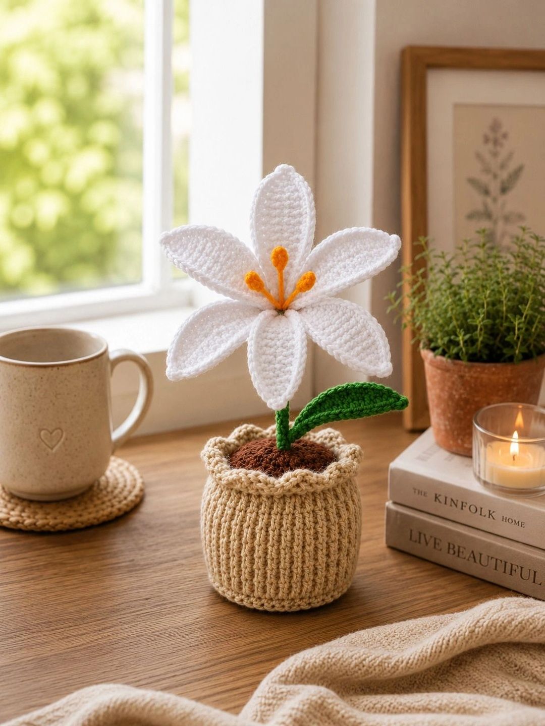 Agantuk White 1 Pieces Crocus Artificial Flower With Pot-picture-31