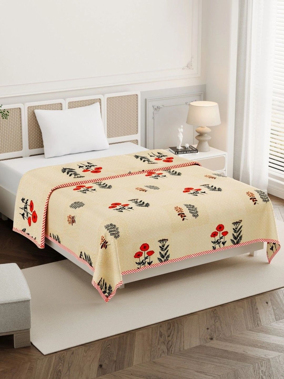 Homeful Style Yellow Floral AC Room 120 GSM Dohar-picture-37