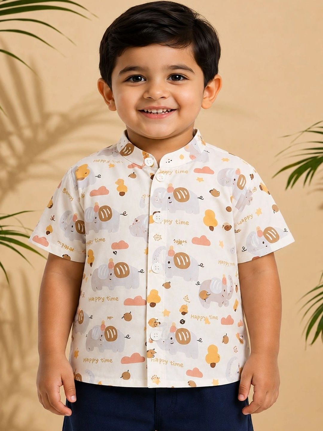 HERE&NOW Unisex Kids Classic Printed Casual Shirt-picture-38