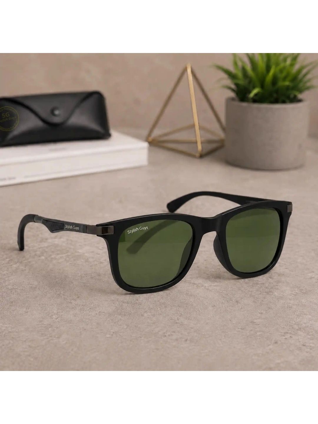 STYLISH GUYS Unisex Green Lens & Black Rectangle Sunglasses with-picture-18