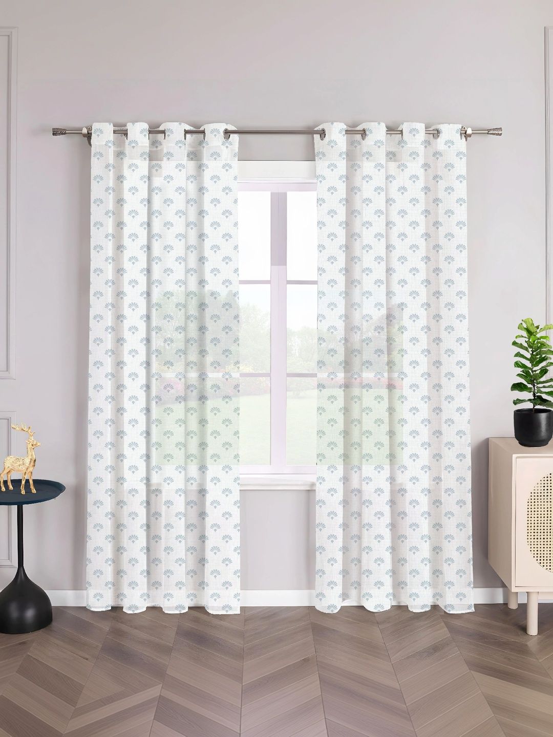 AAVIS DECOR Blue Set of 2 Sheer Door Curtain-picture-13