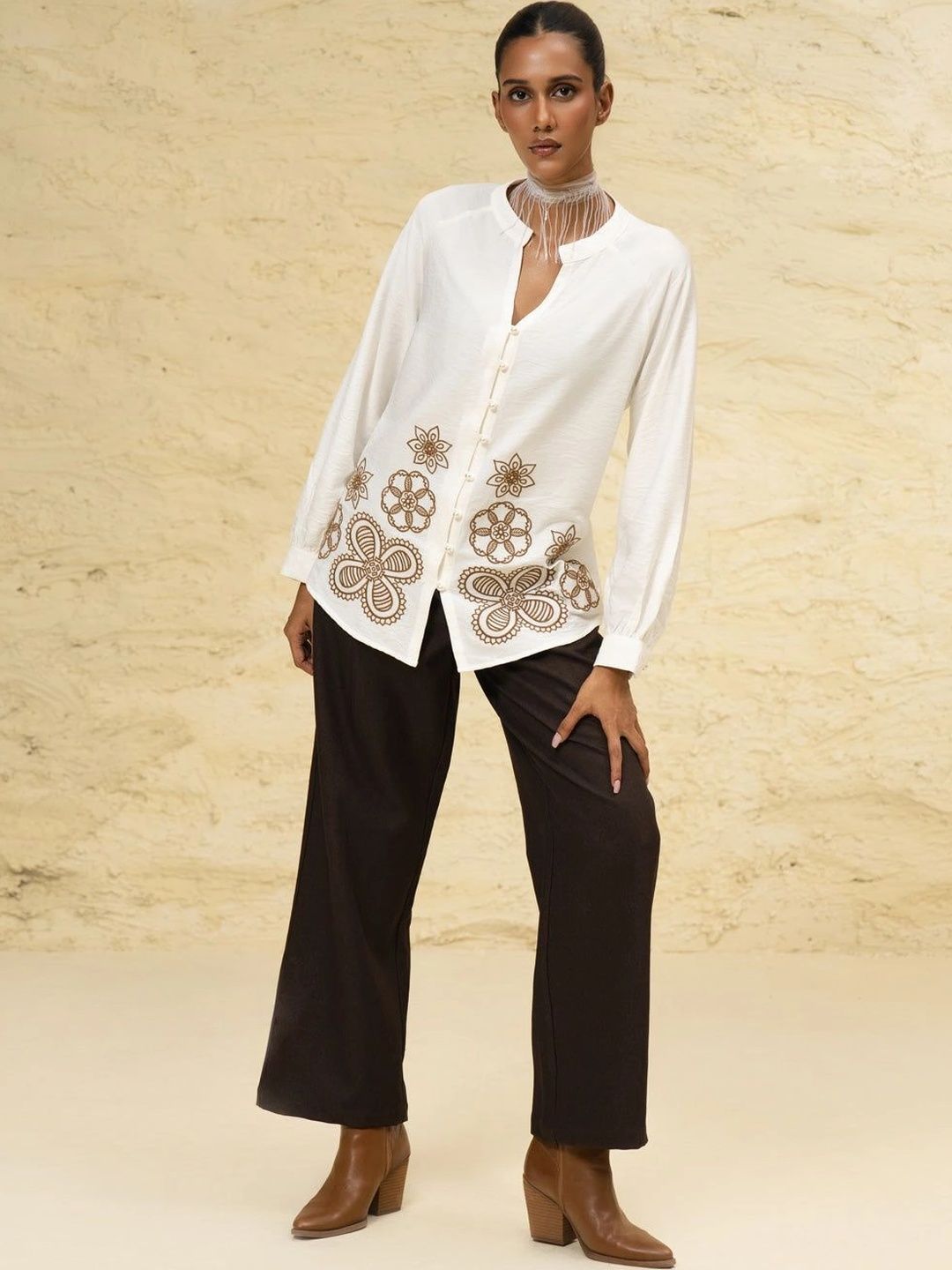 SHECZZAR Floral Embroidered Linen Top-picture-48