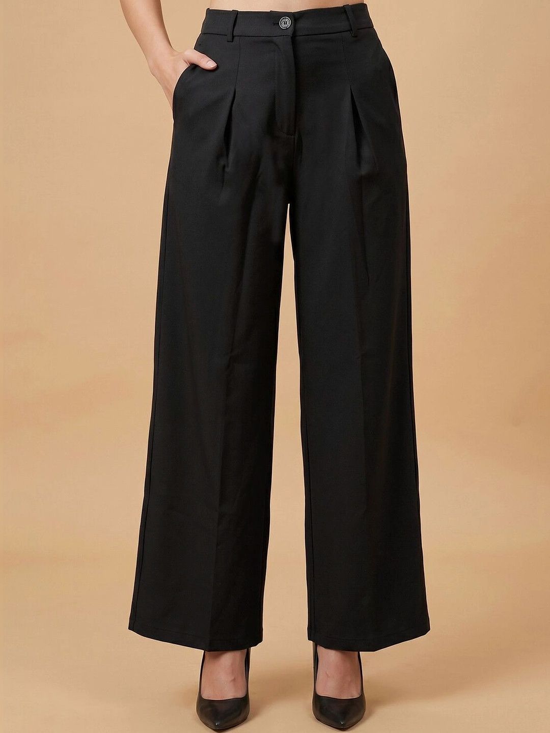 Chemistry Chemistry Women High-Rise Easy Wash Pleated Trousers