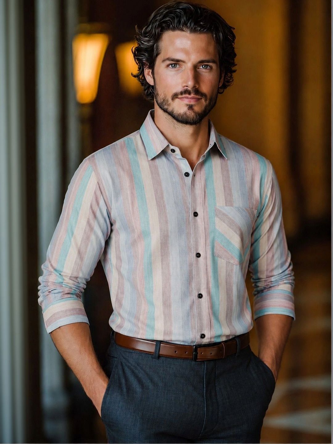 Moda Rapido Men Comfort Striped Casual Shirt-picture-11